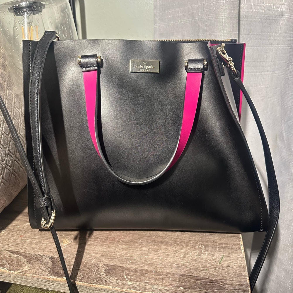 Kate Spade Black purse with Pink Straps